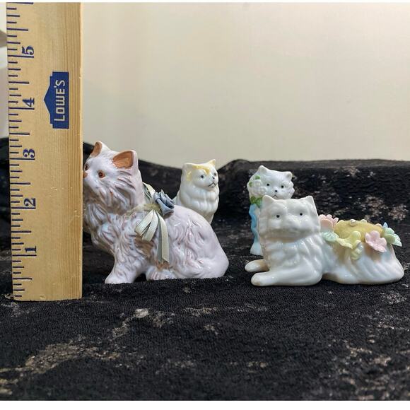 Vintage Cat Figurine Lot Ceramic 4 Pin Cushion Persian Ceramic Porcelain Kitten - Picture 7 of 10